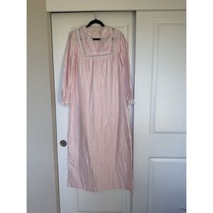 barbizon nightgown NWT Pink Long Sleeve Lace Trim Cottagecore Prairie Dress‎ M